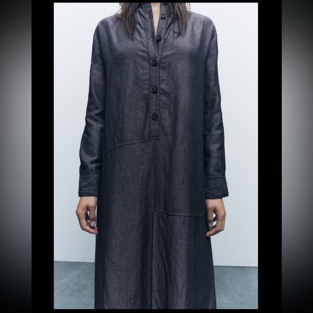 ZARA LINEN BLEND SHIRT DRESS ZW COLLECTION - SIZE XS and S - BRAND NEW WITH TAG - Picture 2 of 13